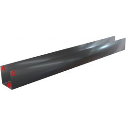 Pliage U aluminium noir RAL 9005 ( 0,7 mm ) - Longueur 2 mètres - A:10 mm - B:60 mm - C:10 mm