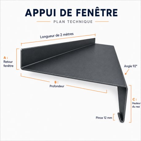 Appui de fenêtre cuivre 0,55 mm - 2 mètres