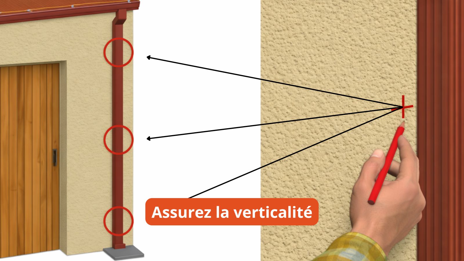 installation tuyau descente aluminium fixation murale