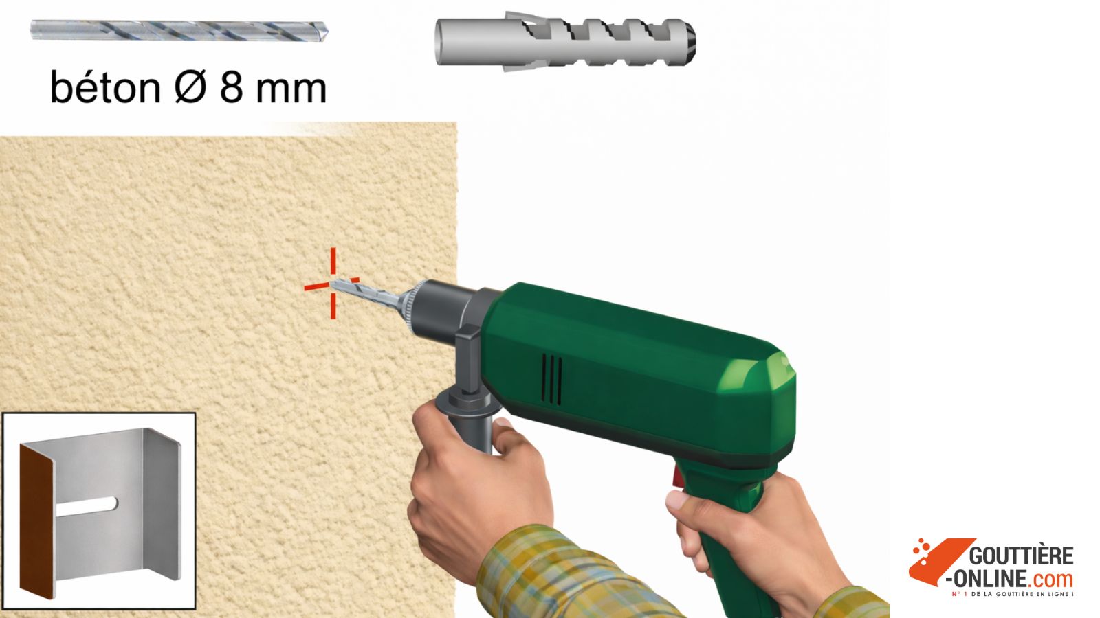 pose fixation descente aluminium mur facade maison