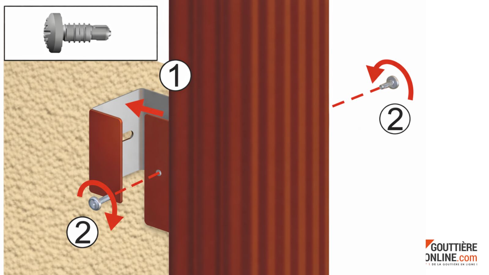 installation fixation descente aluminium sur tuyau descente gouttiere