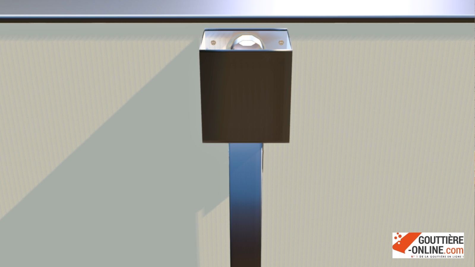 installation boite à eau aluminium fixation mur et descente gouttière