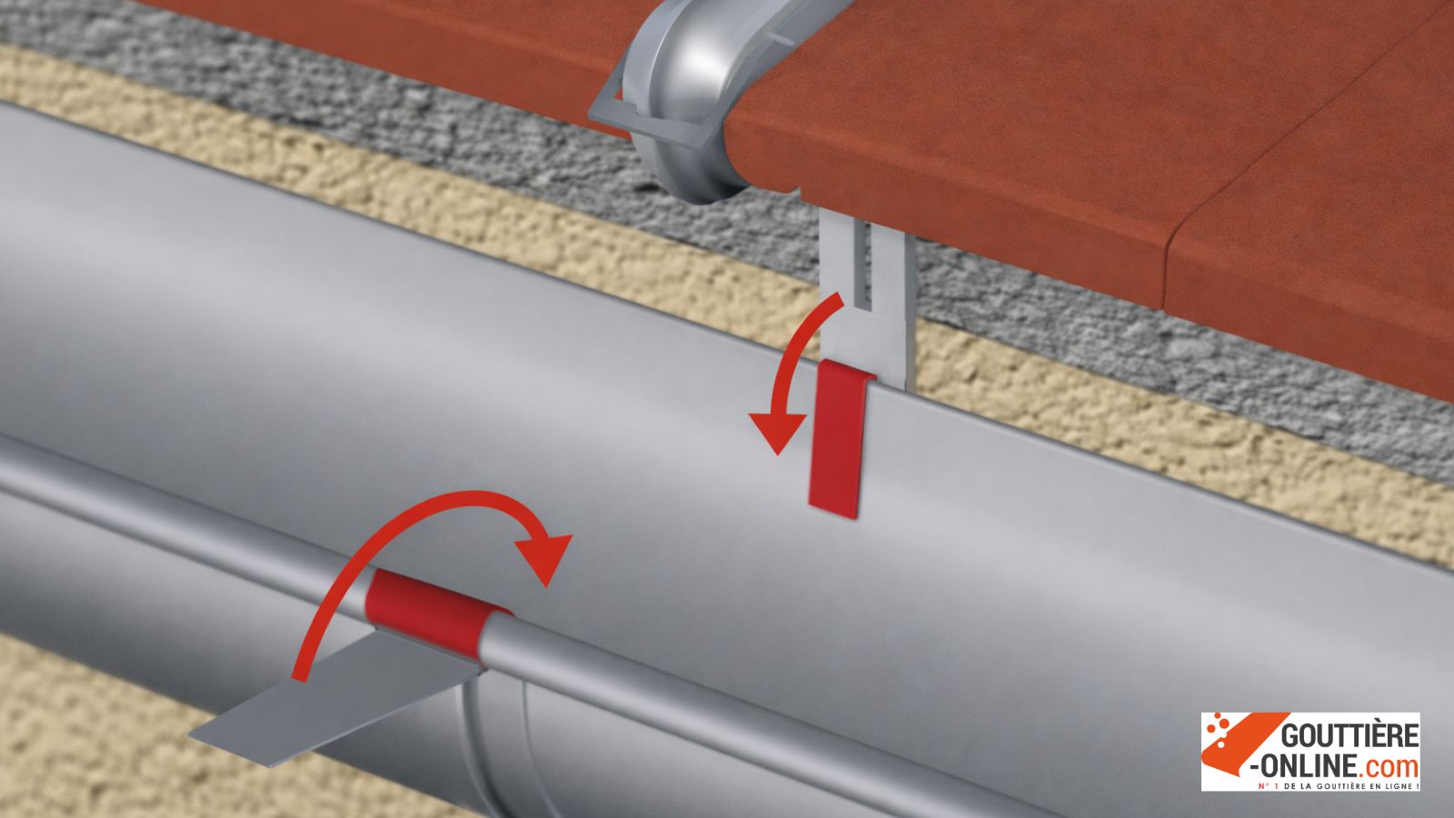 Installation crochet gouttière sur fixation tuile toiture