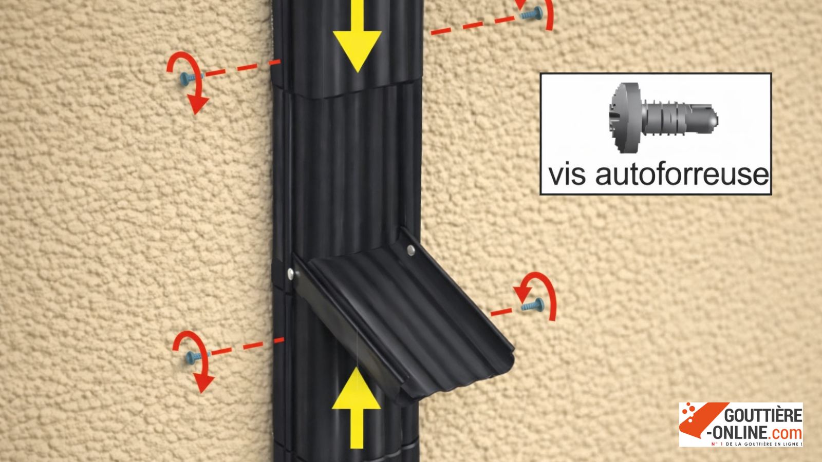 pose récupérateur eau descente aluminium 60x80 installation