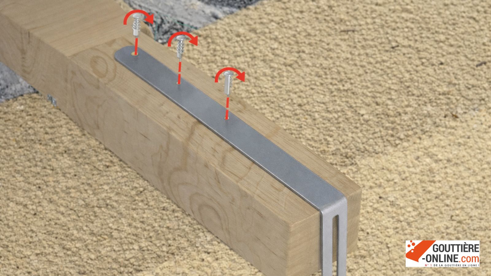 Hampe droite acier galvanisé 235 335 fixation crochet gouttière sur chevron