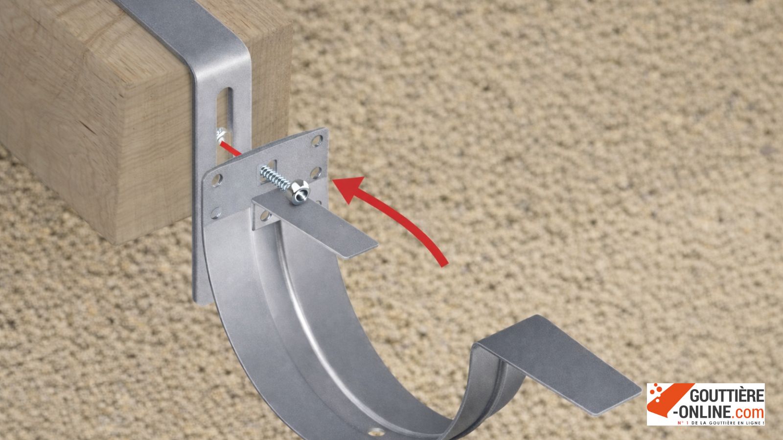 Fixation hampe droite acier galvanisé sur chevron de toiture