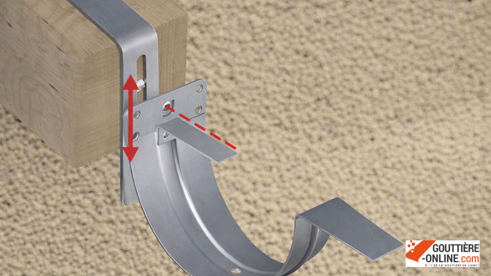 Installation crochet de gouttière sur hampe droite acier galvanisé