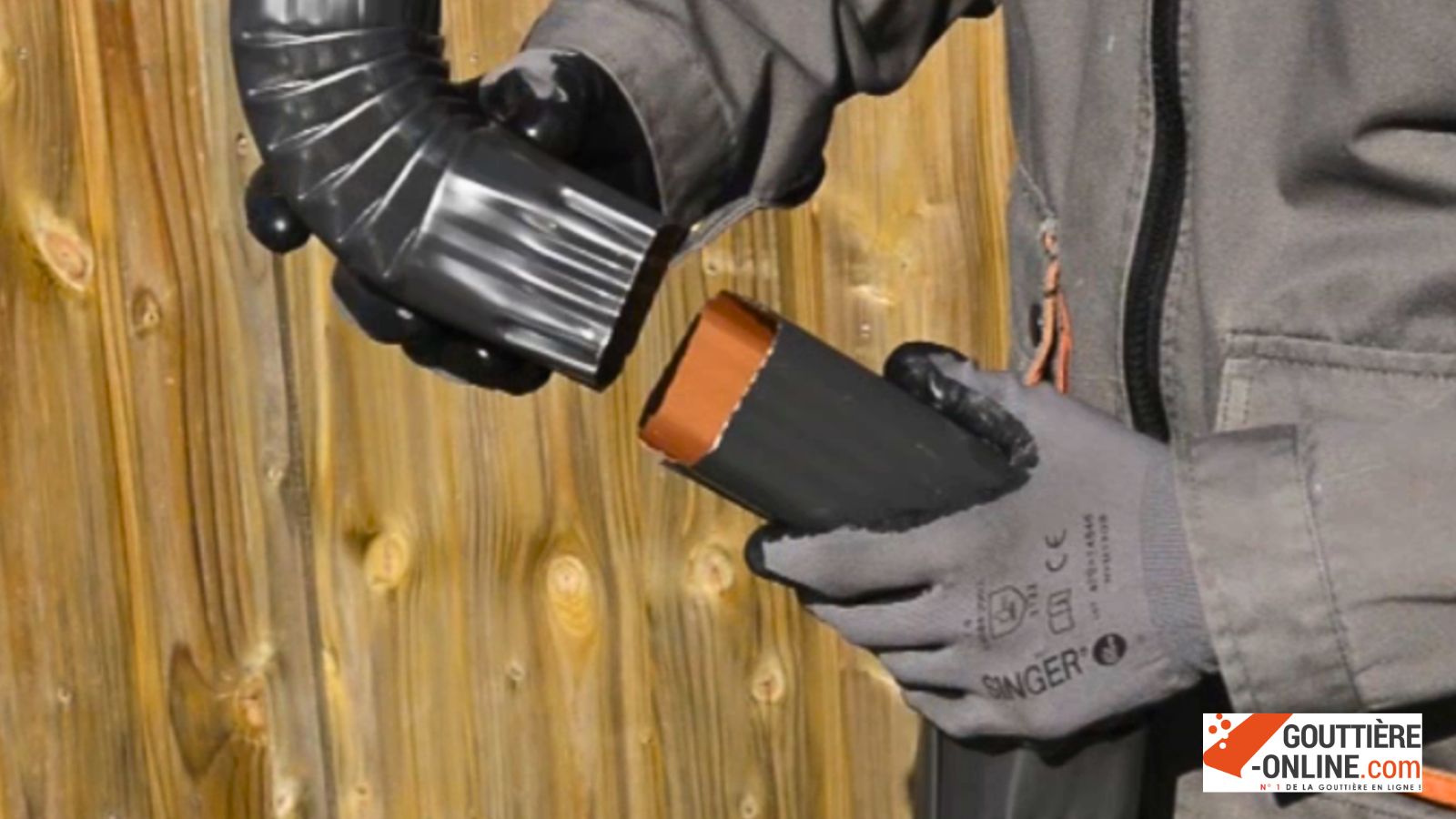 montage coude frontal gouttière aluminium