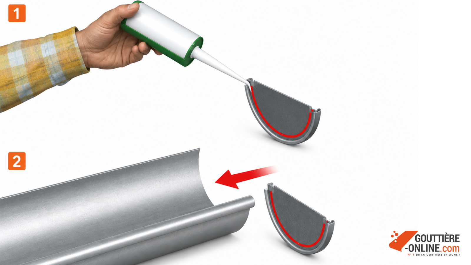 Application silicone gorge fond zinc demi-ronde DEV 16